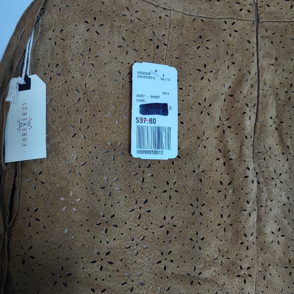 Forever 21 100% pig skin leather camel color with side fringe size S - Picture 6 of 6